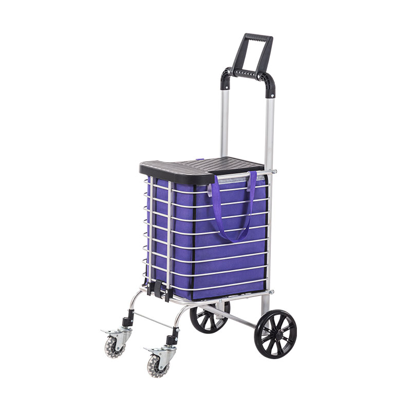 4 kabayang tilepan Aluminium Alloy balanja Trolley Gorobag jeung Kantong